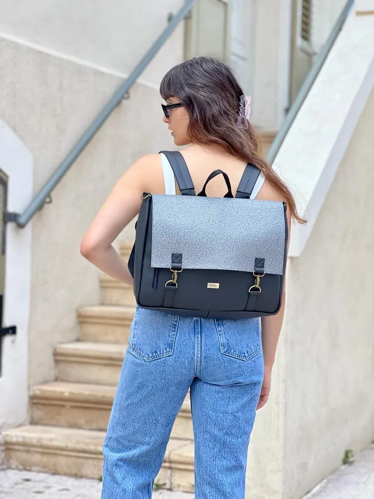 Black with Sequins Large 'Jaffa' Backpack/Side Bag