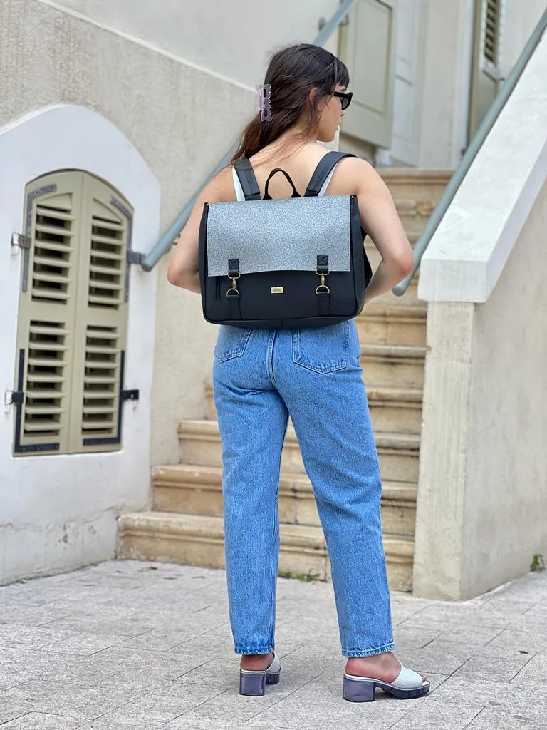 Black with Sequins Large 'Jaffa' Backpack/Side Bag