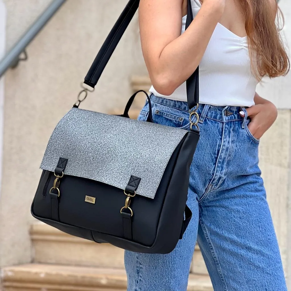 Black with Sequins Large 'Jaffa' Backpack/Side Bag