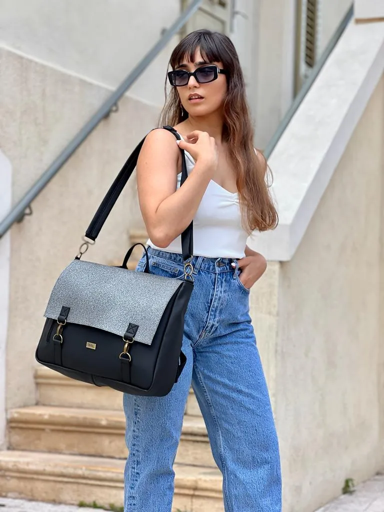 Black with Sequins Large 'Jaffa' Backpack/Side Bag