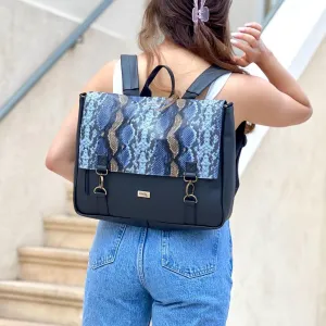 Black with Snake Large 'Jaffa' Backpack/Side Bag