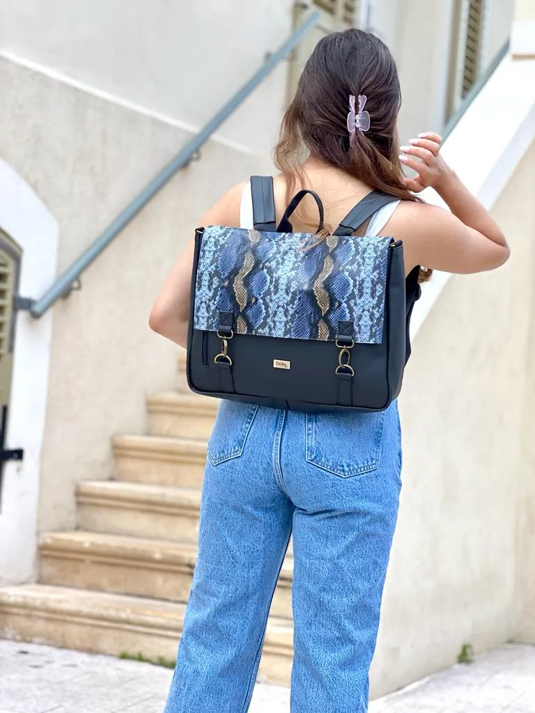 Black with Snake Large 'Jaffa' Backpack/Side Bag