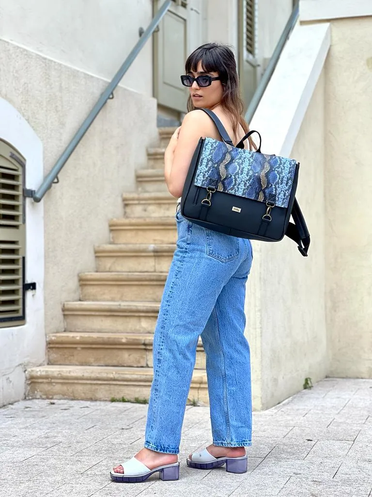 Black with Snake Large 'Jaffa' Backpack/Side Bag