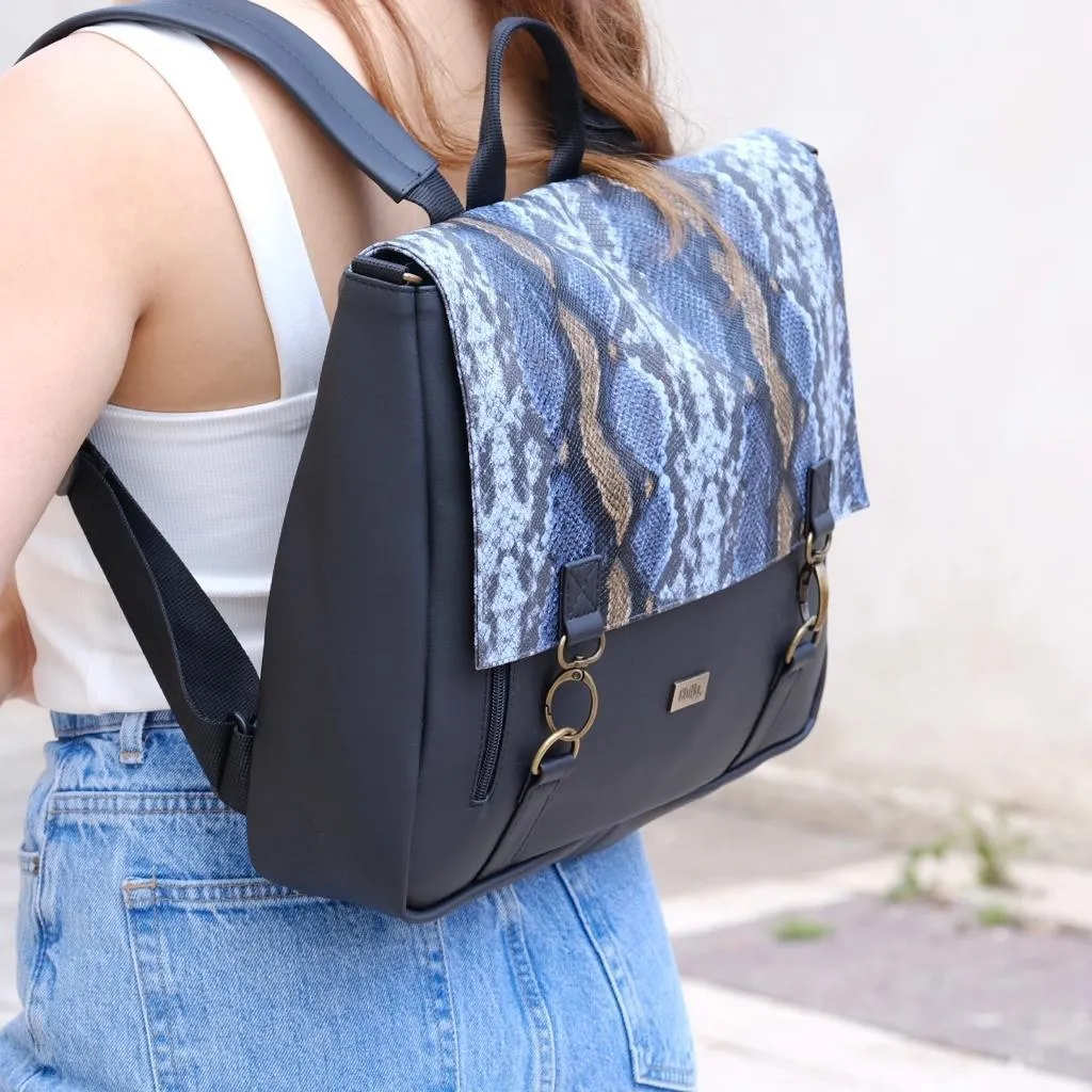 Black with Snake Large 'Jaffa' Backpack/Side Bag
