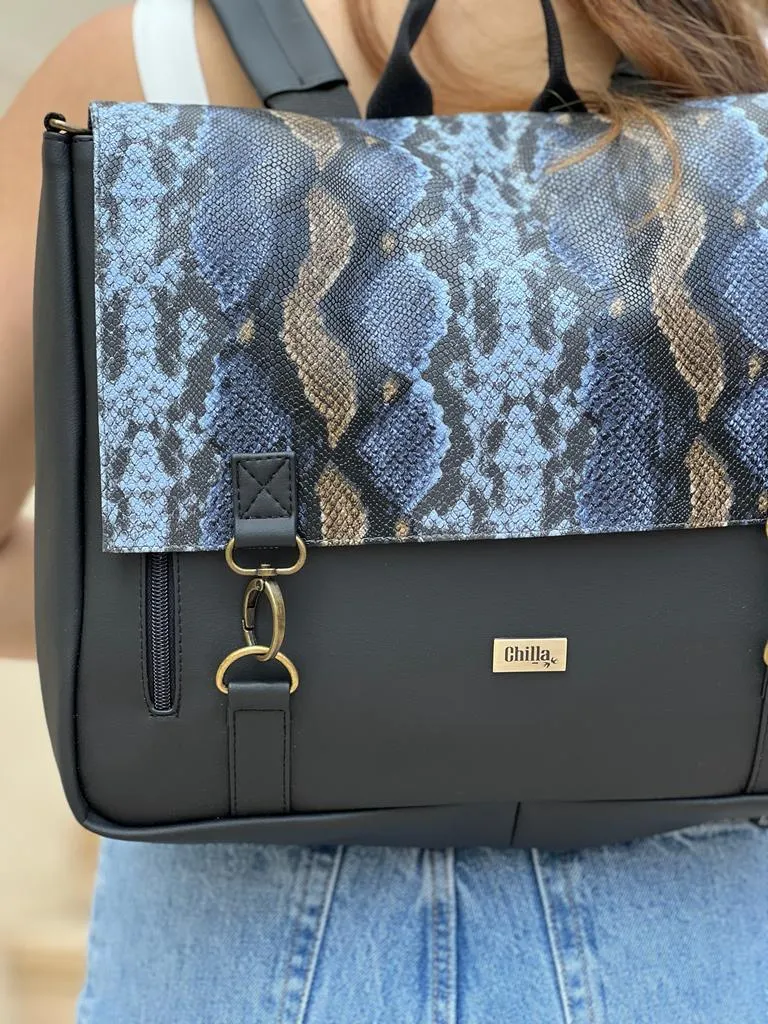 Black with Snake Large 'Jaffa' Backpack/Side Bag