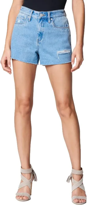 [BLANKNYC] Womens Luxury Clothing High Rise Five Pockets Denim Shorts with Small Rips, Comfortable & Stylish