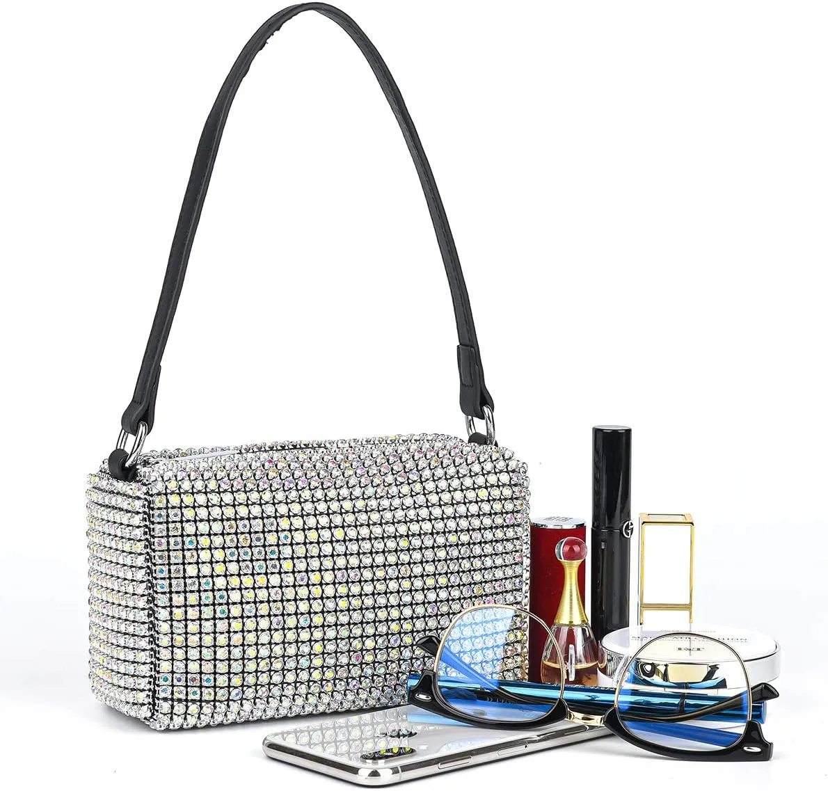 Bling Bling Crystals Evening Clutch Bag for Women Girls Sparkling Crossbody Bag Wedding Prom Party Club Purses Handbags