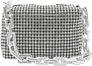 Bling Crystals Evening Clutch Bag for Women Silver Rhinestone Handbag Bridal Wedding Purse Sparkling Shoulder Bag