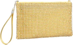 Bling Mesh Purse Small Clutch for Women Money Purse Evening Wristlet Clutch Bag Little Crystal Cell Phone Purses