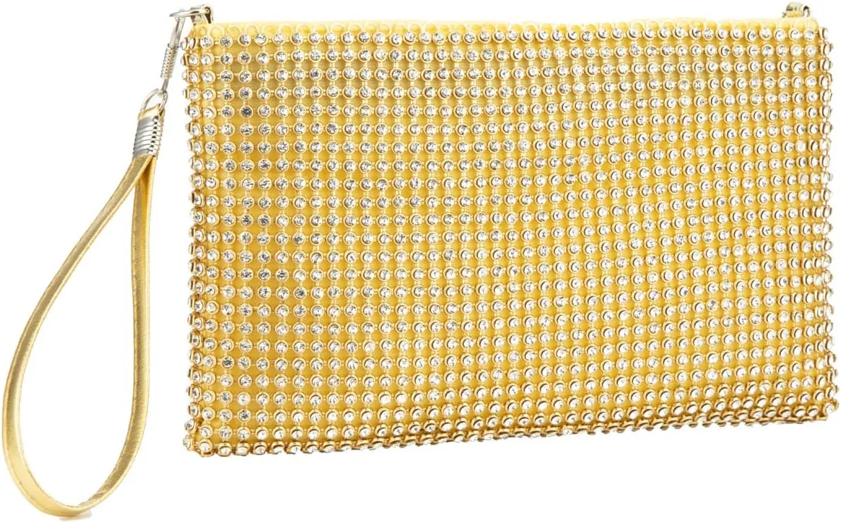 Bling Mesh Purse Small Clutch for Women Money Purse Evening Wristlet Clutch Bag Little Crystal Cell Phone Purses