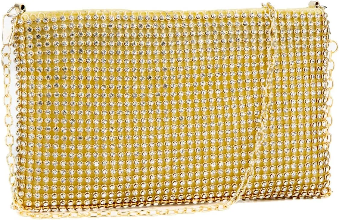 Bling Mesh Purse Small Clutch for Women Money Purse Evening Wristlet Clutch Bag Little Crystal Cell Phone Purses