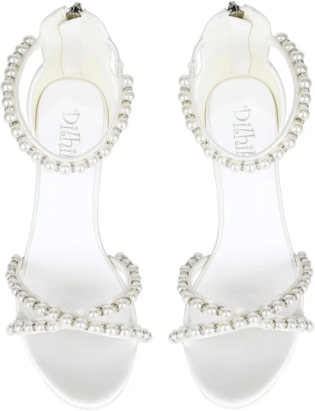 Block Heel Wedding Sandals Bride Wedding Shoes Pearl Heels Bridal Shoes Open Toe Wedding Heels