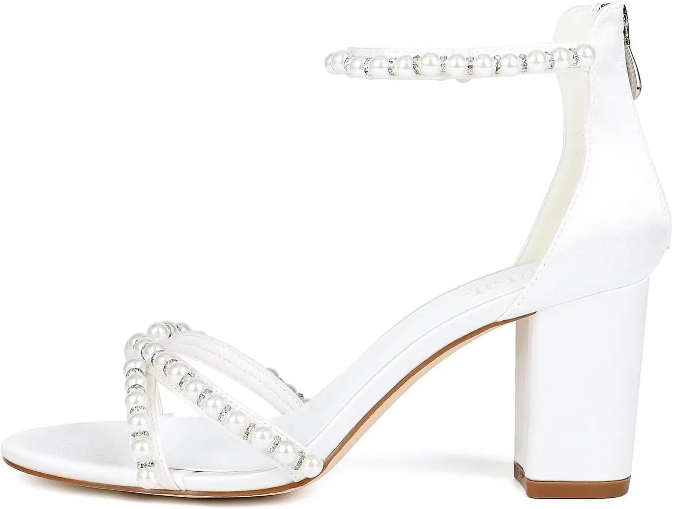 Block Heel Wedding Sandals Bride Wedding Shoes Pearl Heels Bridal Shoes Open Toe Wedding Heels