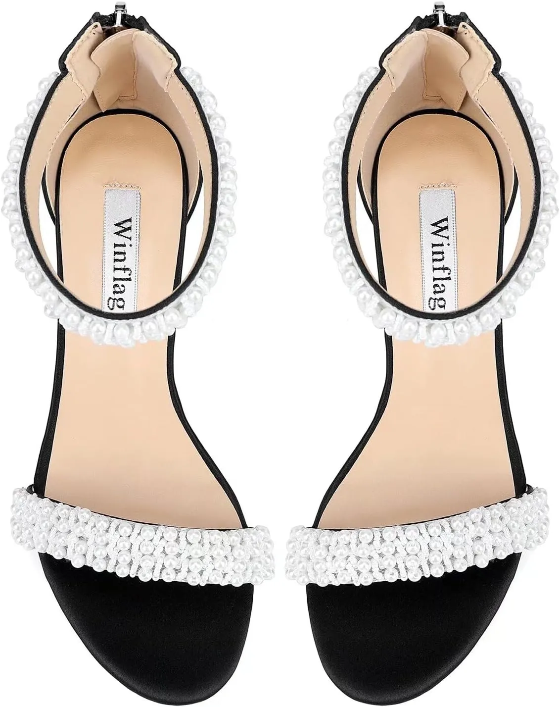 Block Heel Wedding Sandals Pearl Heels Open Toe Wedding Shoes for Bride Bridal Shoes