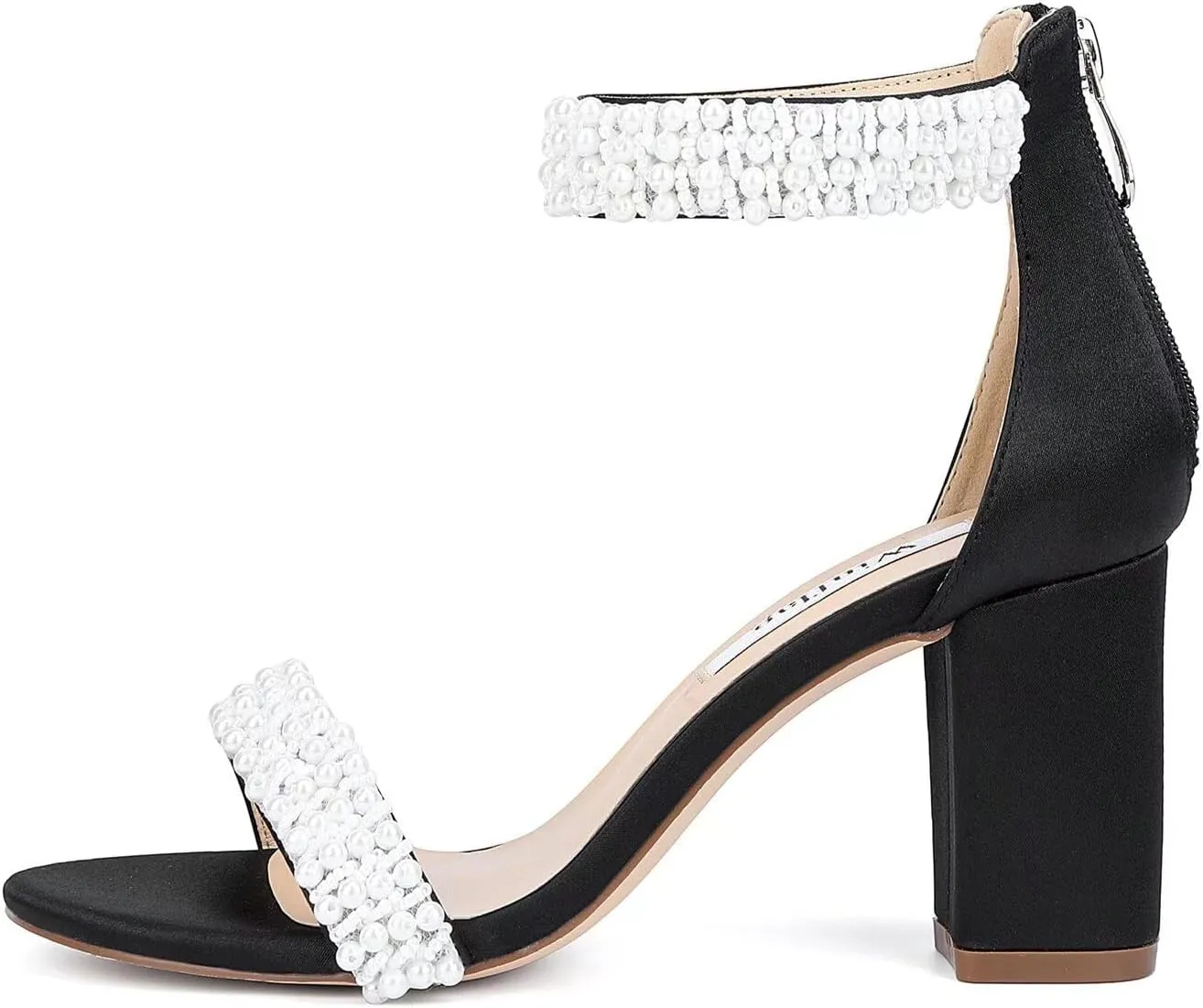 Block Heel Wedding Sandals Pearl Heels Open Toe Wedding Shoes for Bride Bridal Shoes