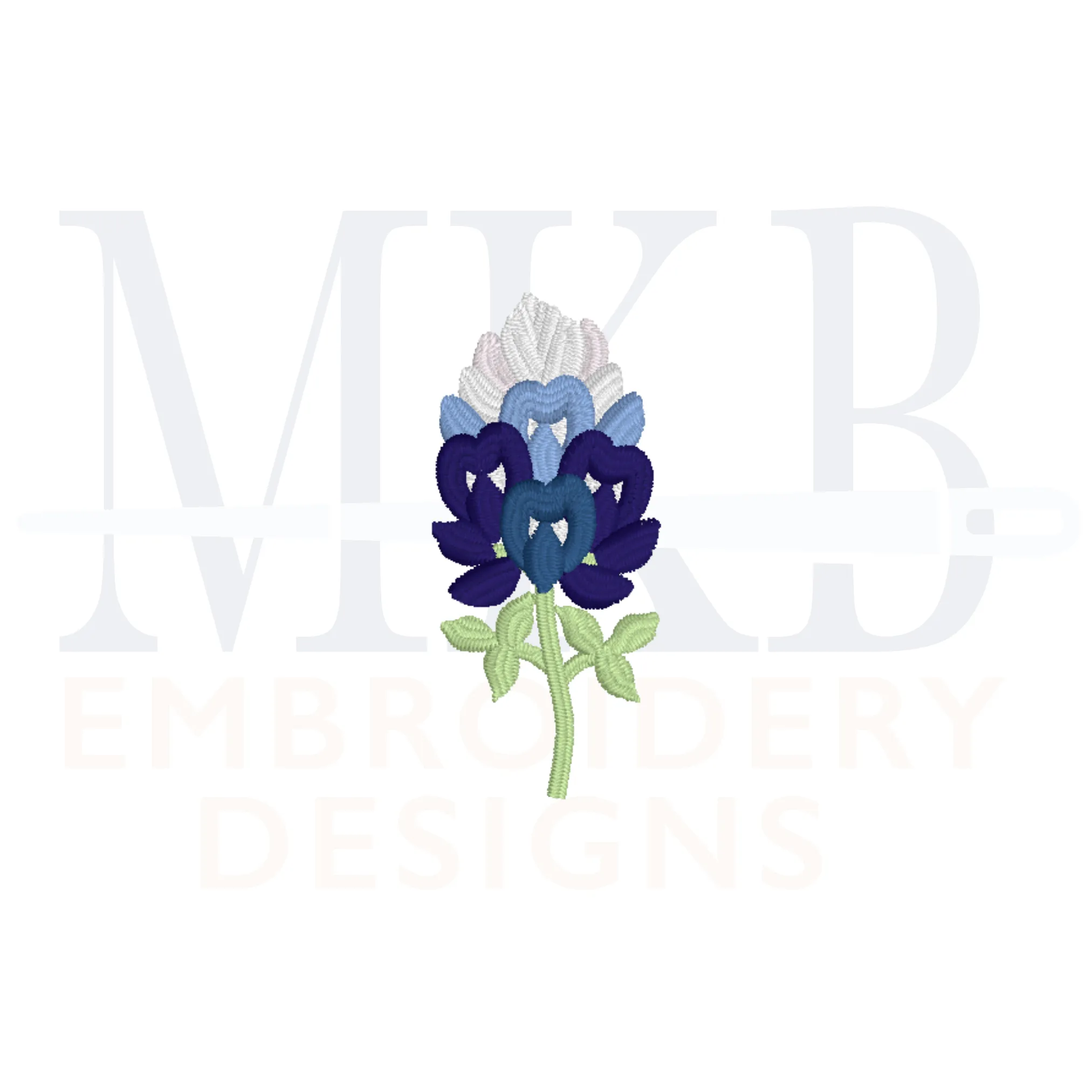 Bluebonnets Embroidery Design, Version One, Satin Stitch Machine Embroidery Design File