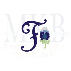 Bluebonnets Embroidery Design, Version One, Satin Stitch Machine Embroidery Design File