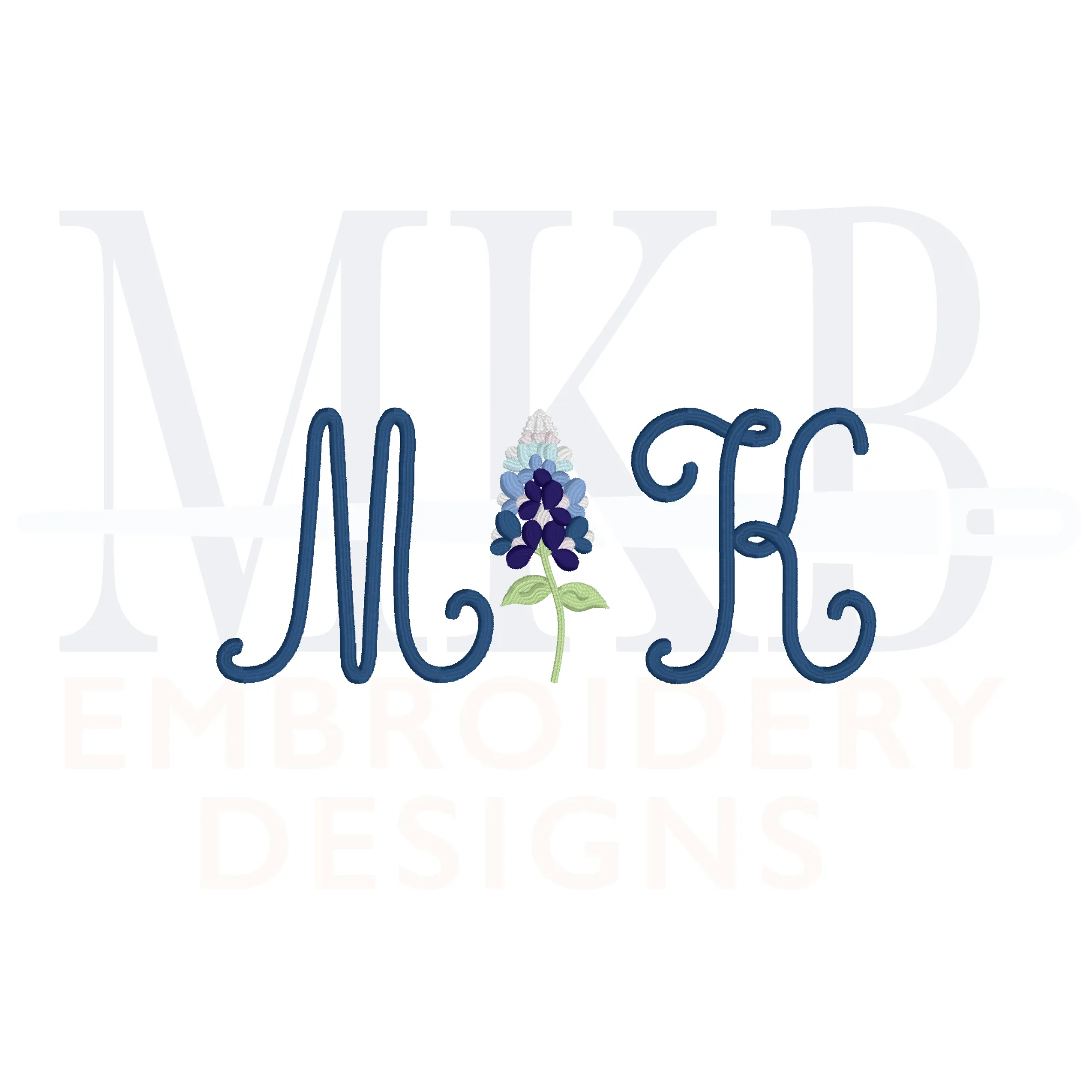 Bluebonnets Embroidery Design, Version Two, Satin Stitch Machine Embroidery Design File
