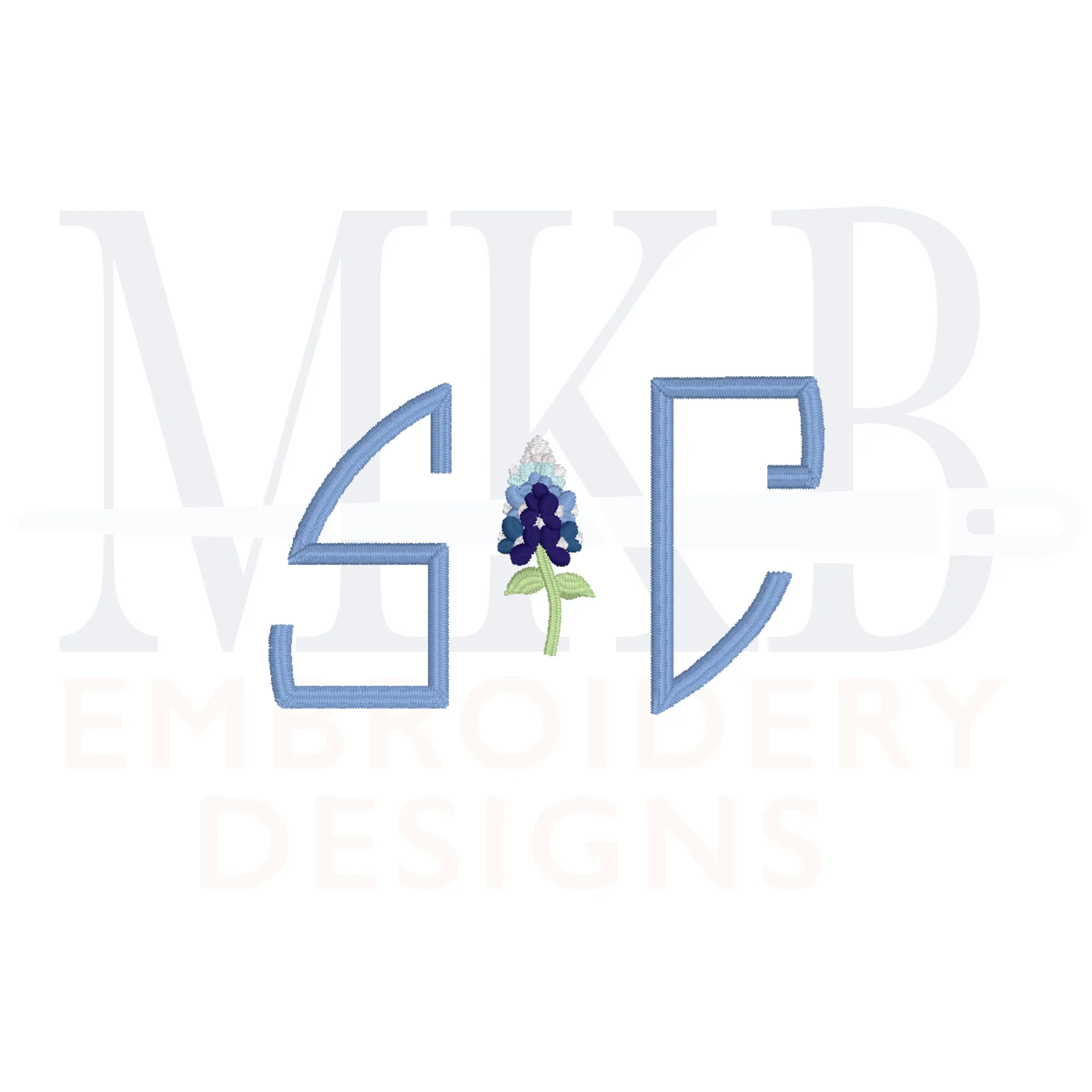 Bluebonnets Embroidery Design, Version Two, Satin Stitch Machine Embroidery Design File