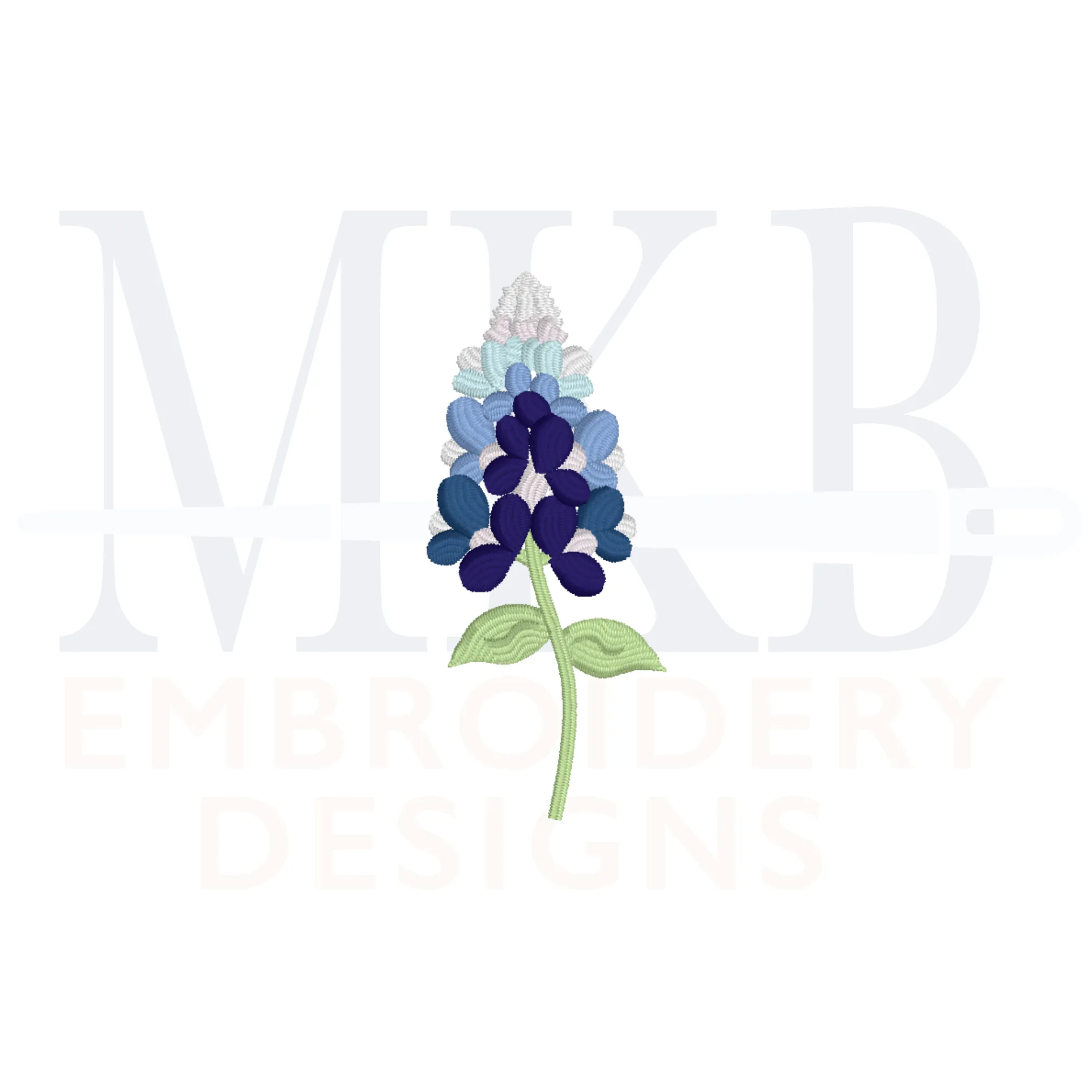 Bluebonnets Embroidery Design, Version Two, Satin Stitch Machine Embroidery Design File