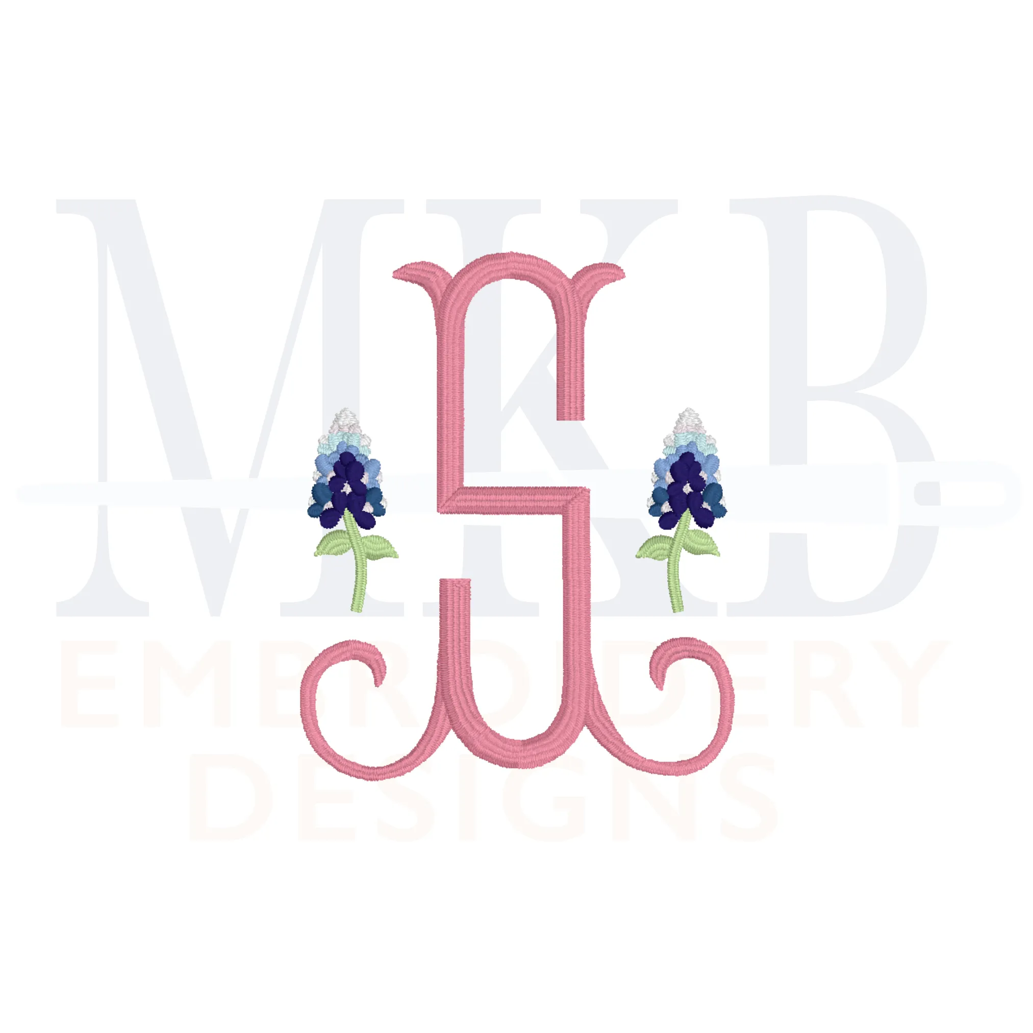Bluebonnets Embroidery Design, Version Two, Satin Stitch Machine Embroidery Design File
