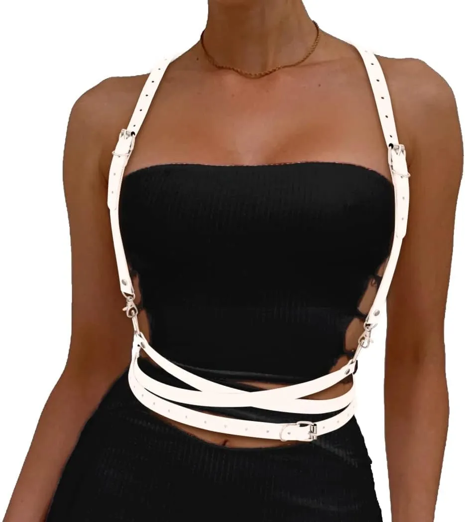BODIY Women Fashion Harness Plus Size Harness Belt Punk Loop Waist Belt Rave Rock Leather Belts for Women