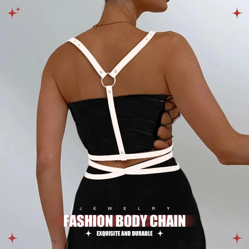 BODIY Women Fashion Harness Plus Size Harness Belt Punk Loop Waist Belt Rave Rock Leather Belts for Women