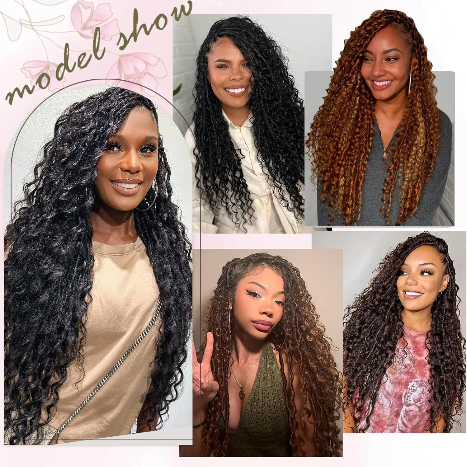 Boho Faux Locs Crochet Hair 9 Packs Long Goddess locs 24 Inch Boho Soft Locs With Curly Ends Pre Looped Bohemian River Loc Crochet Hair For Women (24 inch,#2)