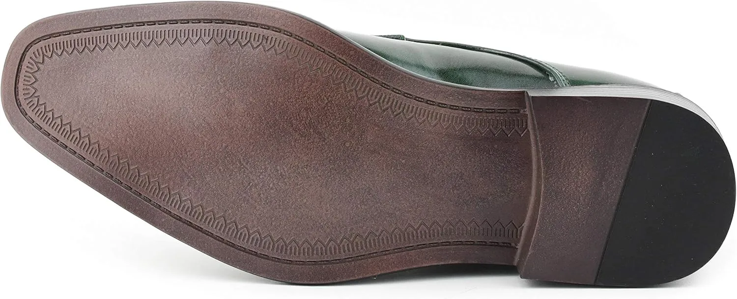 Bolano Bancroft Men's Monk Strap Dress Shoes - Slip on Dress Shoes for Men with Embossed Cap Toe - Designer Formal Shoes with Double Monk Strap