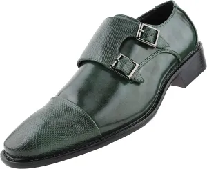 Bolano Bancroft Men's Monk Strap Dress Shoes - Slip on Dress Shoes for Men with Embossed Cap Toe - Designer Formal Shoes with Double Monk Strap