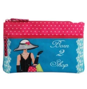 Born To Shop Two Zipper Pouch
