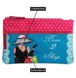 Born To Shop Two Zipper Pouch