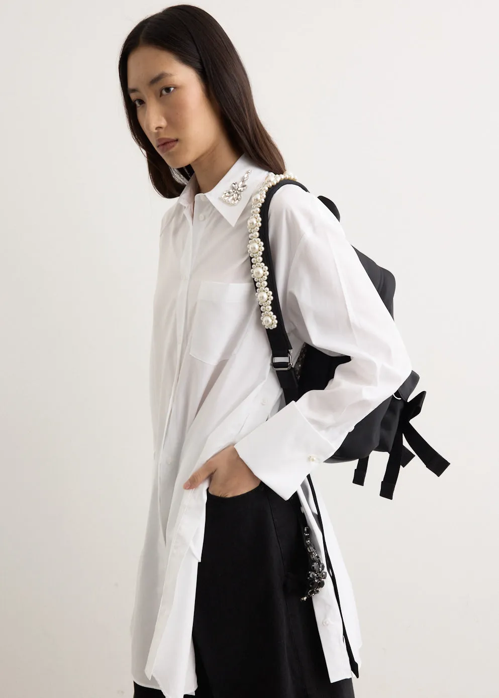 Bow Front Backpack With Strap Embellishments
