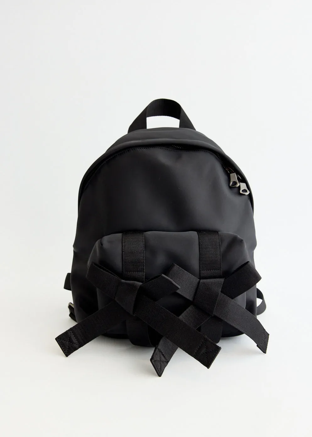 Bow Front Backpack With Strap Embellishments