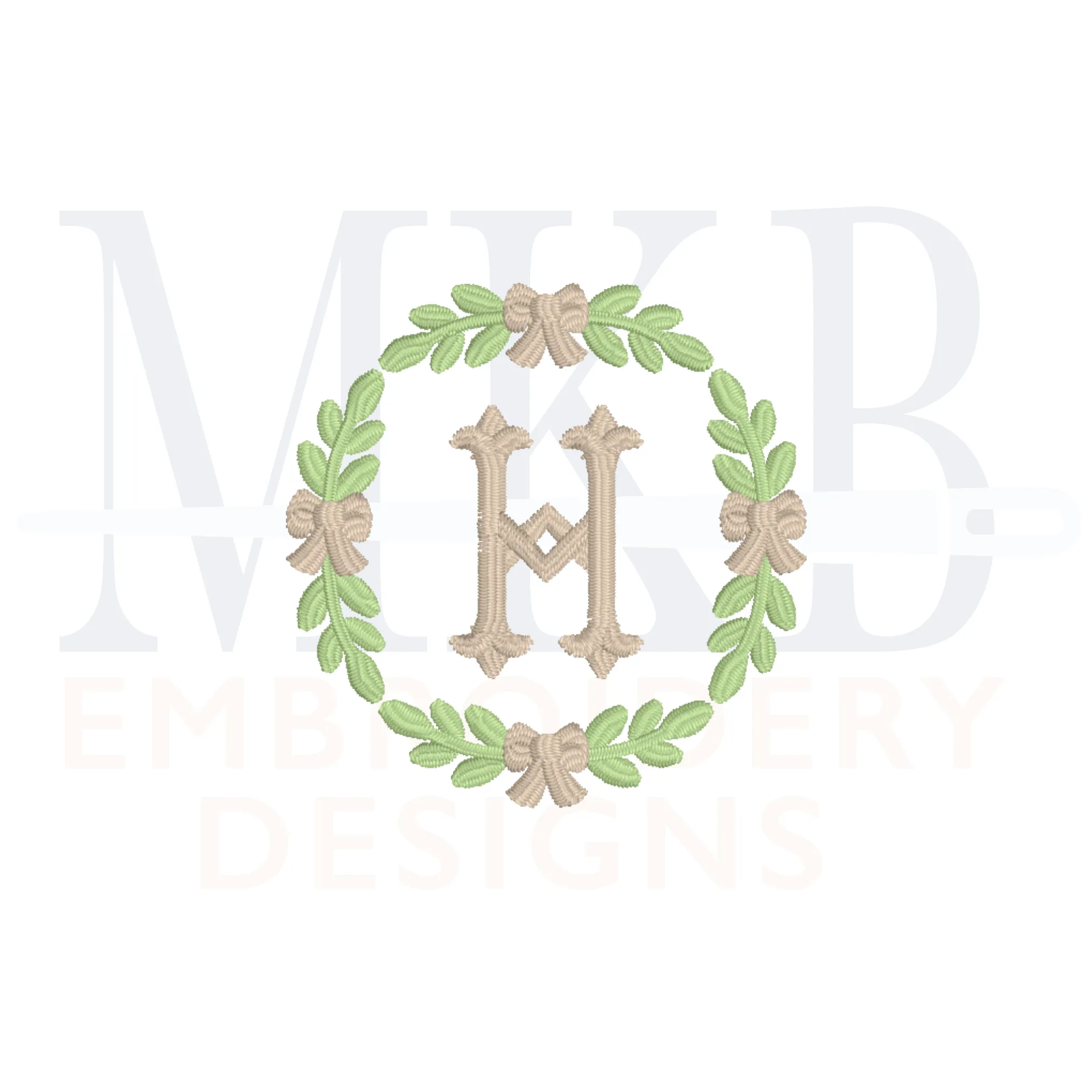 Bow Laurel Frame, Mini Satin Stitch Machine Embroidery Design