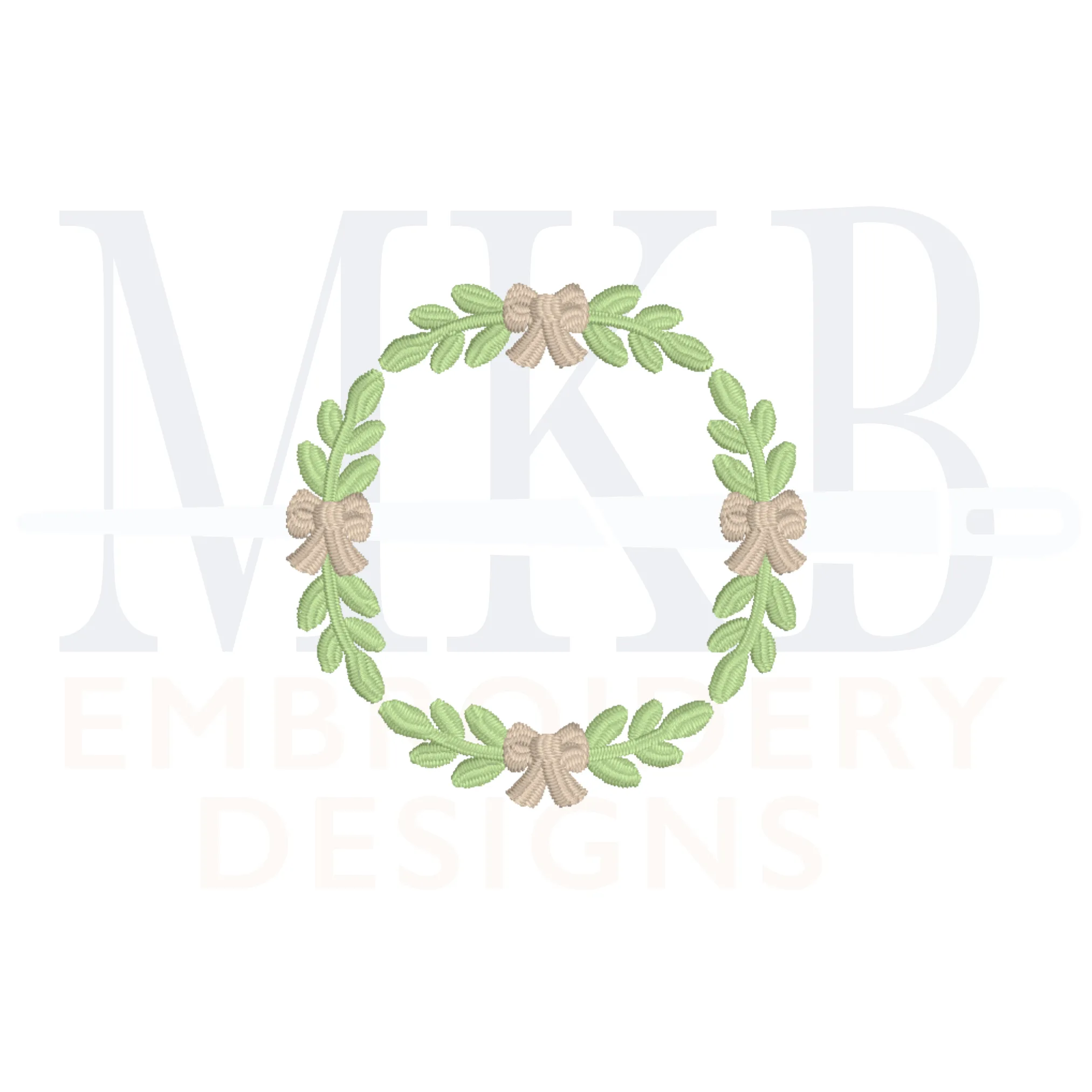 Bow Laurel Frame, Mini Satin Stitch Machine Embroidery Design