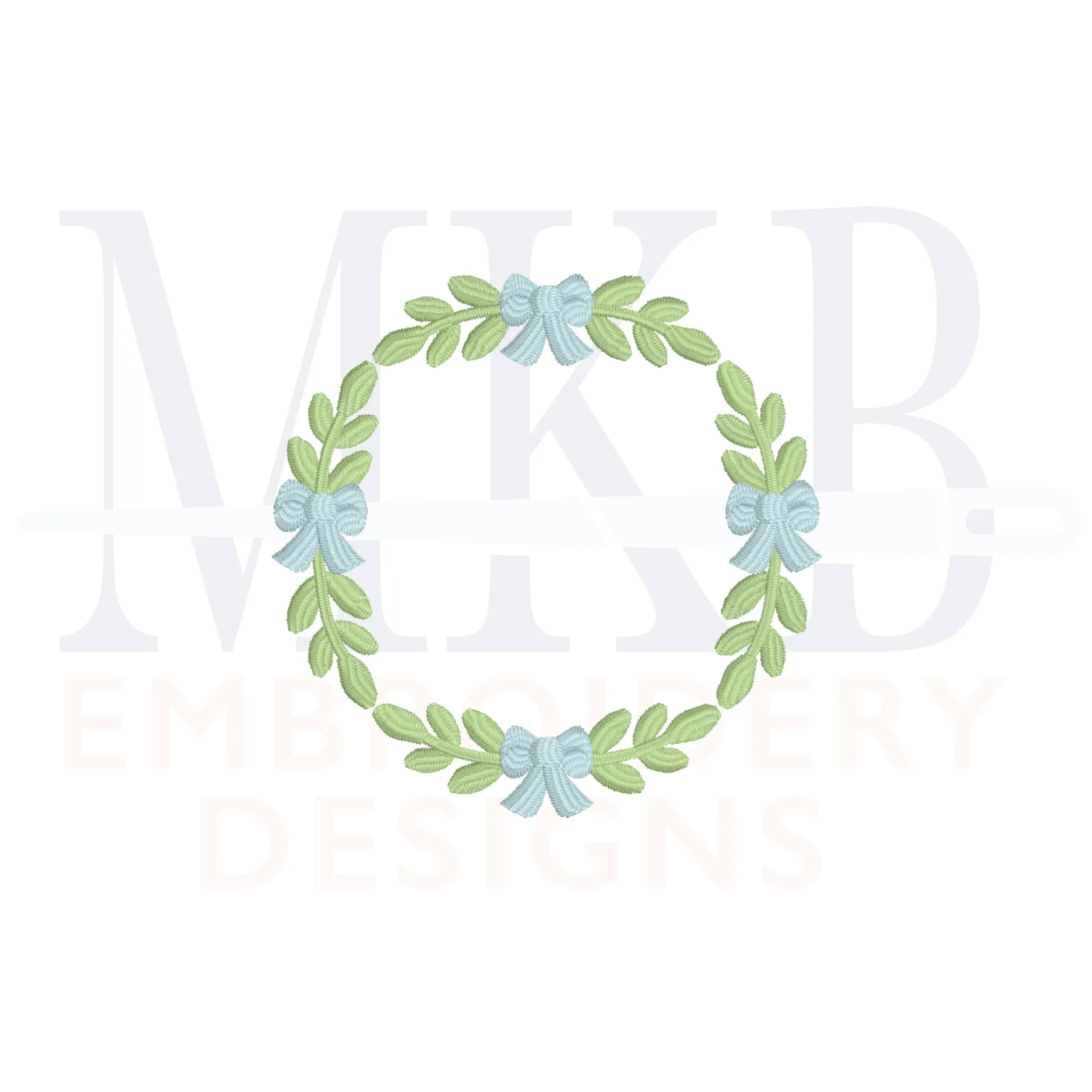 Bow Laurel Frame, Mini Satin Stitch Machine Embroidery Design