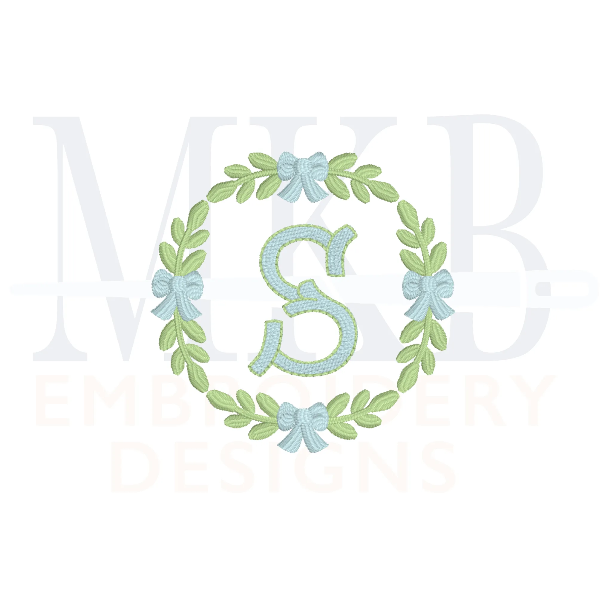 Bow Laurel Frame, Mini Satin Stitch Machine Embroidery Design