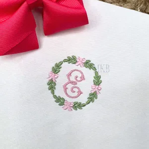 Bow Laurel Frame, Mini Satin Stitch Machine Embroidery Design