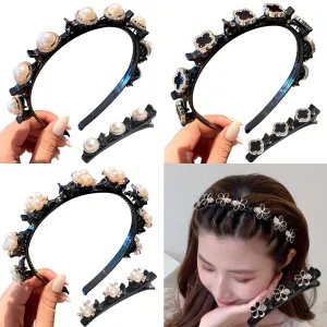 Braided hair clips with sparkling crystal stone, satin fabric hair bands with crystal, duckbill hair clips, chopped hairpin with four leaf clover
