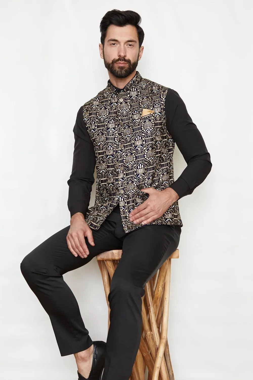 Brocade Silk Jacket Vest, Classic Formal Wear, Dressy Outerwear, Evening Wear Jackets, Trendy Formal Attire