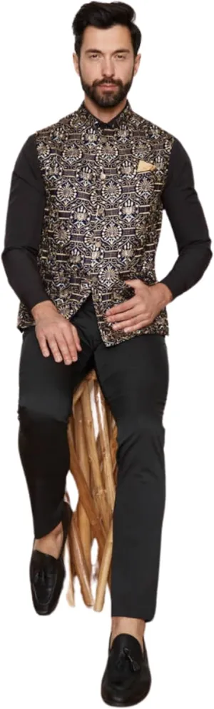 Brocade Silk Jacket Vest, Classic Formal Wear, Dressy Outerwear, Evening Wear Jackets, Trendy Formal Attire