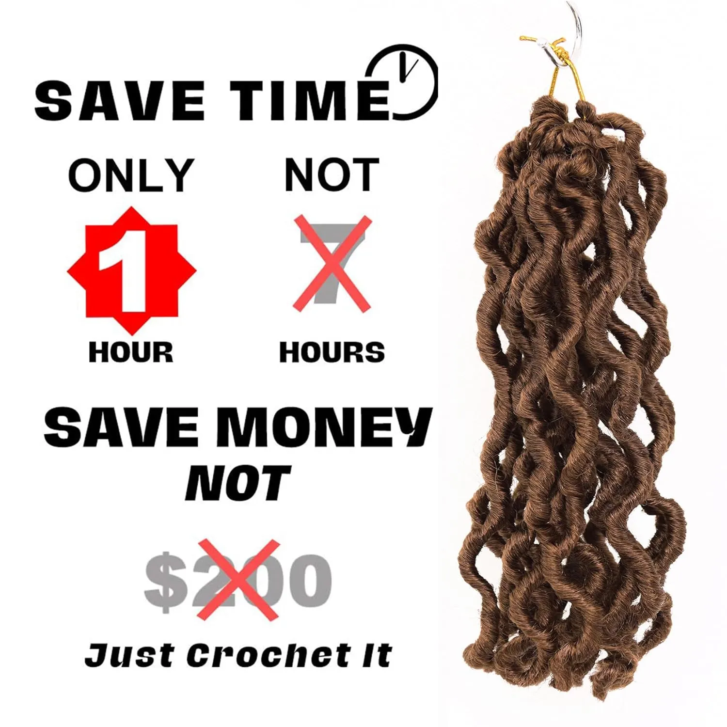 Brown Faux Locs Crochet Hair 10 Inch 6 Packs Goddess Locs Crochet Hair for Black Women, Prelooped Short Gypsy locs Crochet Hair for kids Wavy Crochet Braids Dreadlocks Hair Extensions, 30#
