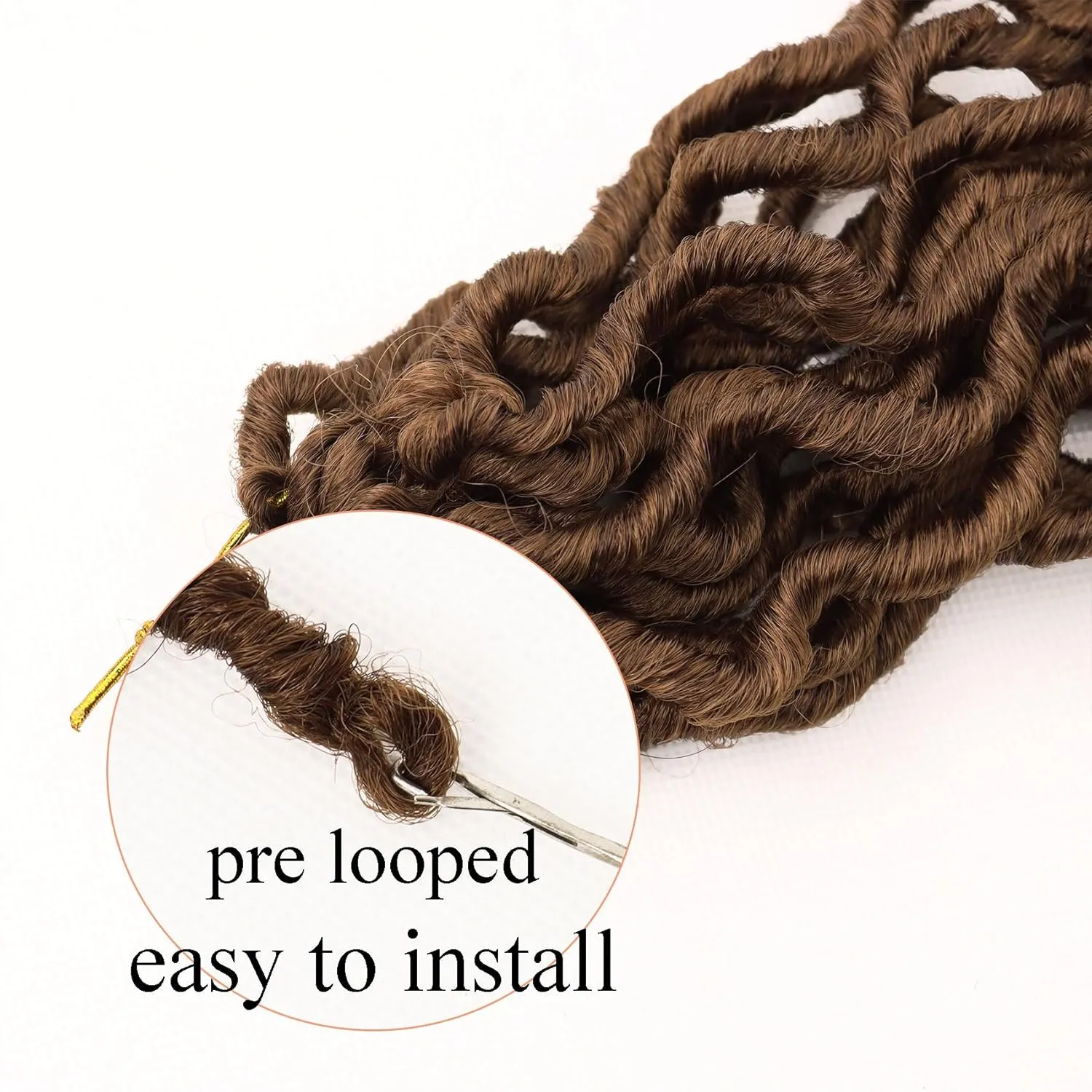 Brown Faux Locs Crochet Hair 10 Inch 6 Packs Goddess Locs Crochet Hair for Black Women, Prelooped Short Gypsy locs Crochet Hair for kids Wavy Crochet Braids Dreadlocks Hair Extensions, 30#