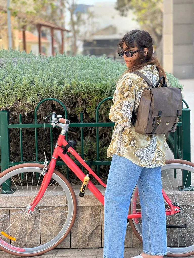 Brown Vegan Leather Large 'Jaffa' Backpack/Side Bag