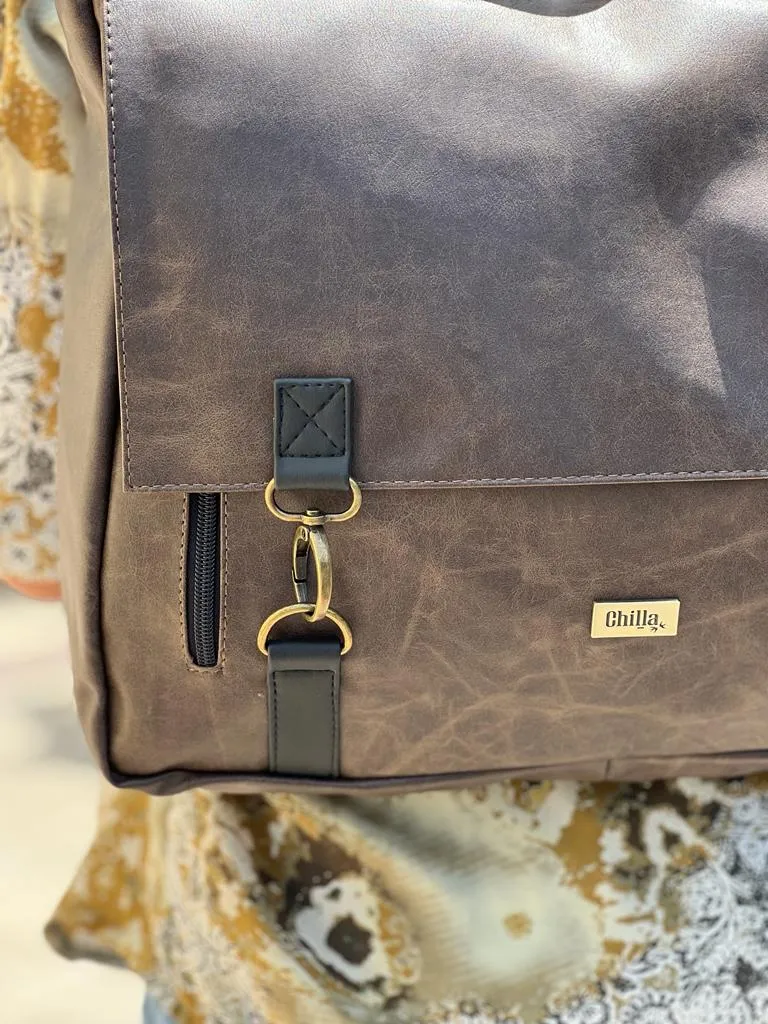 Brown Vegan Leather Large 'Jaffa' Backpack/Side Bag