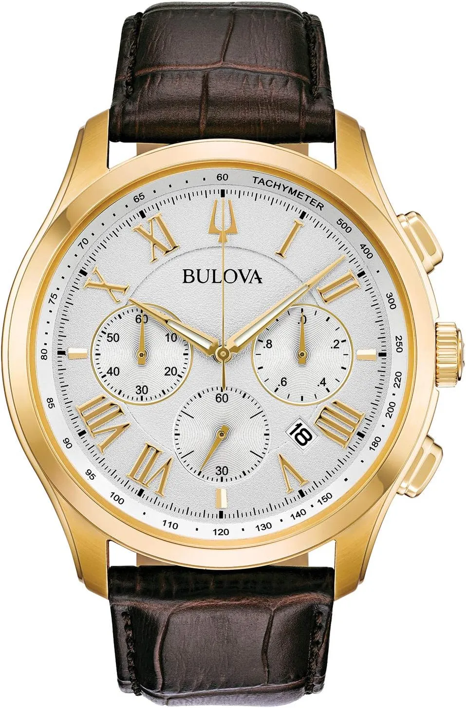 Bulova Men's Classic Wilton Brown Leather Strap Watch | 46.5mm | 97B169