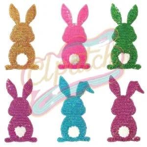 Bunny sequins chenille embroidery patch with adhesive