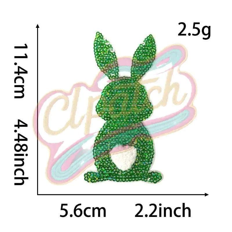 Bunny sequins chenille embroidery patch with adhesive