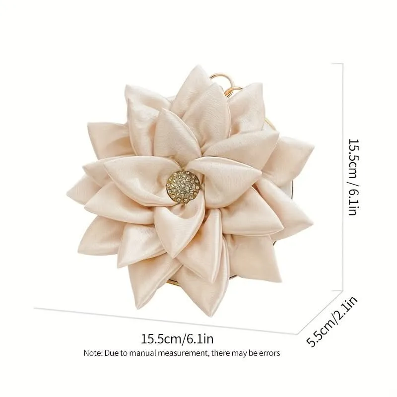 Burgundy 3D Flower Satin Evening Clutch